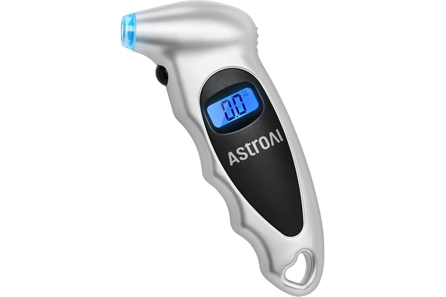 AstroAI Digital Tire Pressure Gauge 0-150PSI Calibrated to ANSI B40.7 +/-1PSI, Accurate in 0.1 Increments, 4 Pressure Measure