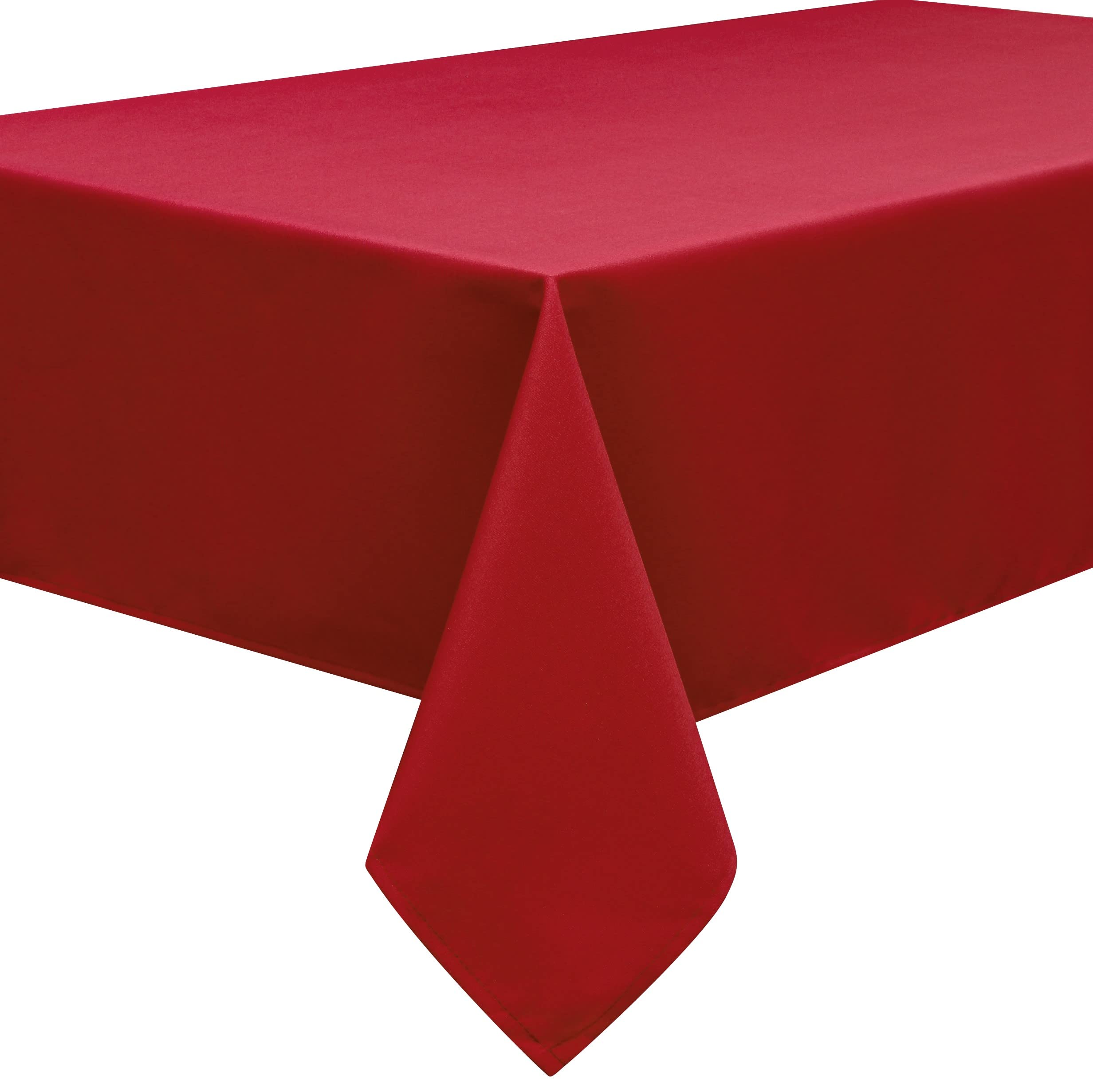 HomeDirectIE Extra Large Easy-Care Quality Rectangular Fabric Tablecloth Table Cover 140x240cm 55"x94" (Dark Red)