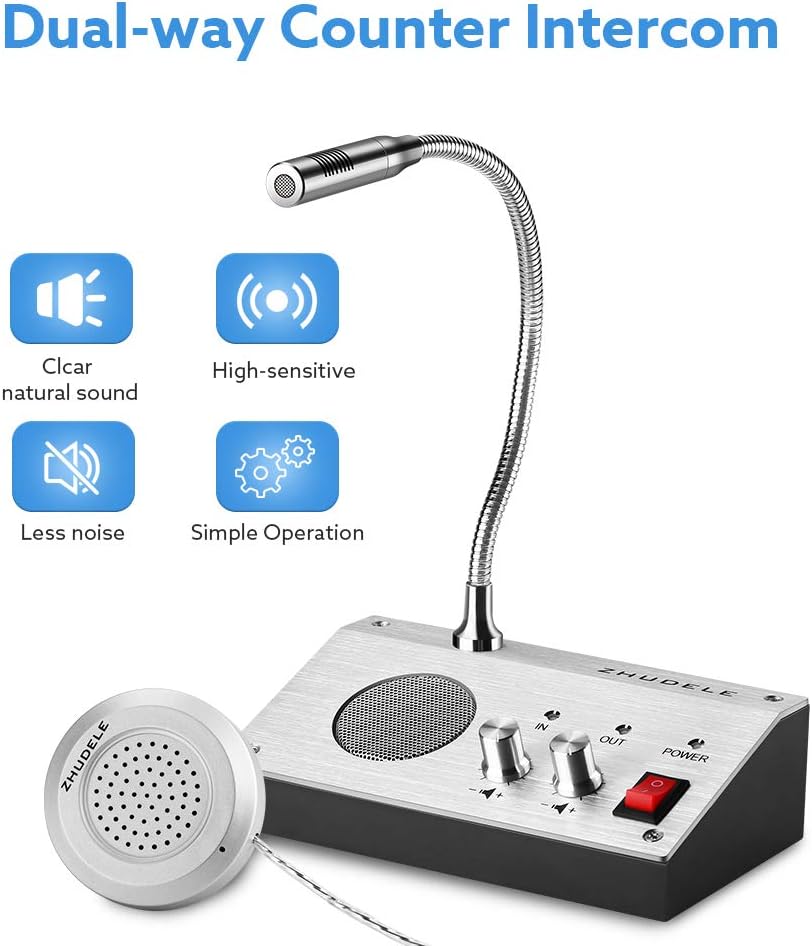 Counter Intercom System Dual-Way Talk Through Store Office Window Glass ...