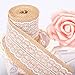 Z&S Groups Natural Burlap Ribbon with White Lace Trim Fabric Roll 6 PCS Burlap Roll for Rustic Wedding Decorations 2.3 inches Wide Ribbon for Crafts Burlap with Lace 78.7 Inches Each