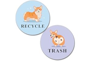 HSSPIRITZ Dog Recycle and Trash Magnets for Kitchen Trash Cans and Recycling Bins,Farmhouse Garbage Can Logo Symbol Magnet sign,2 Pack Magnetic Sticker,3.5"Circle Magnetic for indoor Outdoor Waste Bin