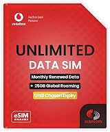 Scancom Vodafone Global Data SIM 25GB EU/USA Roaming 1 Month Unlimited UK Data