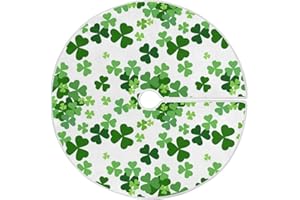 SUABO Lucky Clover Shamrocks Christmas Tree Skirt 48 Inch, St Patrick Tree Floor Door Mat for Party Decoration Holiday Decor Home Indoor Outdoor
