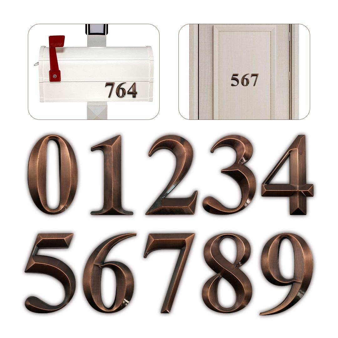 Photo 1 of HopeWan Self Adhesive Mailbox Numbers, 3D Door Number Stickers, Antique Bronze Style, 2-3/4 Inch High. (10 Pcs?0 to 9?, Bronze)