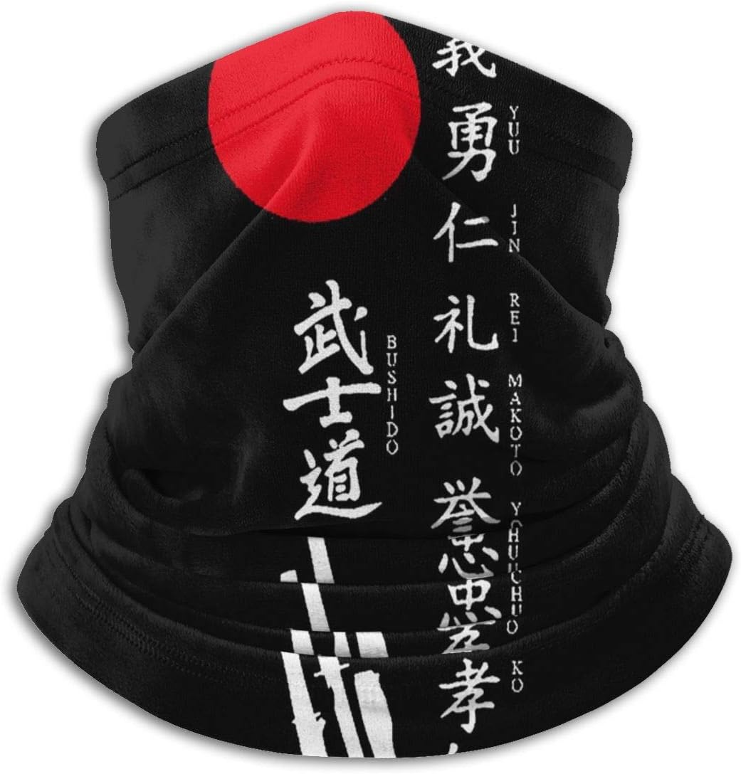 Japanese Kanji Samurai Bushido.jpg Neck Gaiter Warmer Men Women Windproof Free UV Face Mask for Winter Outdoor Sports