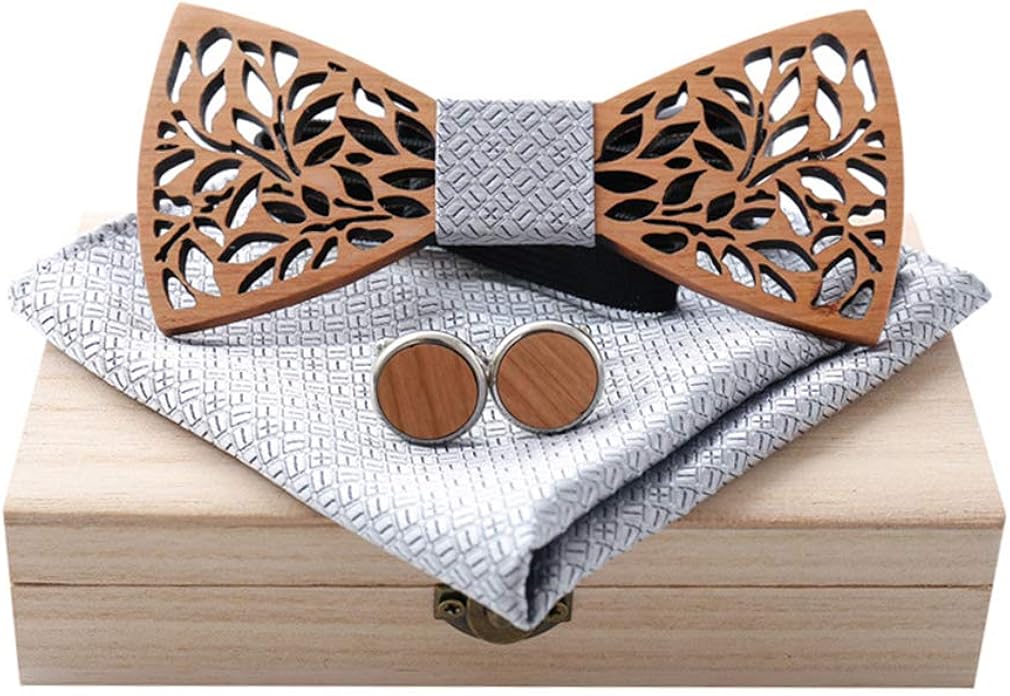 hibote Caja de regalo de madera de pajarita, corbata de lazo ...