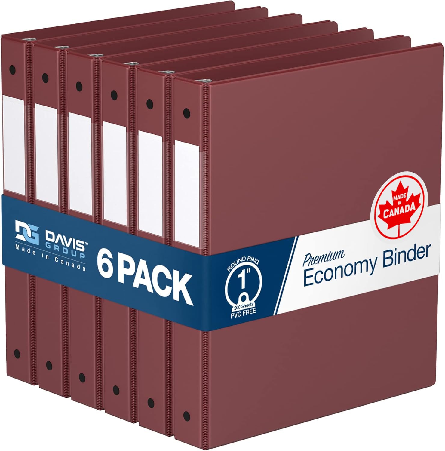 Photo 1 of Premium Economy 6-Pack 3-Ring Binders for School or Office, Round-Ring Binders, 1 Inch, Burgundy