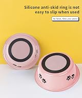 YUDANSI 860ml Pink Dog Bowls 2 Pack Stainless Steel Food Water Non-Slip Base view 2
