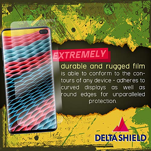 DeltaShield Screen Protector for Samsung Galaxy S10 Plus (S10+ 6.4 inch)(2-Pack)(Case Compatible Design) BodyArmor Anti-Bubble Military-Grade Clear TPU Film