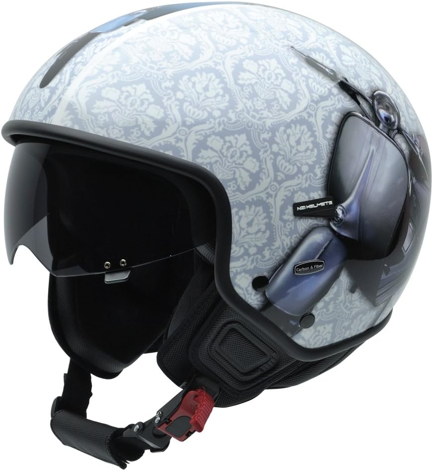 NZI 490014 G373 3d Citycenter Damascus Blue Helmet Motorcycle, Size 60-61, Mix White Background and Blue with Photograph of Moto