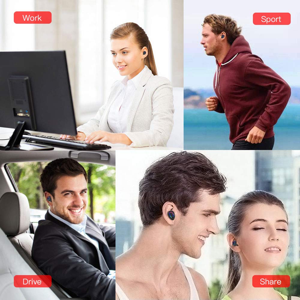 Wireless Earbuds,Wireless Headphones Bluetooth 5.0,True Wireless Earbuds with mic,Noise Cancelling Headphones,IPX6 Waterproof Bluetooth Earbuds, Sport Bluetooth Headset for Phone