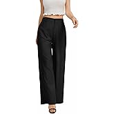FUNYYZO Womens Wide Leg Pants Casual High Waisted Stretchy Double Waisted Work Business Dress Pant