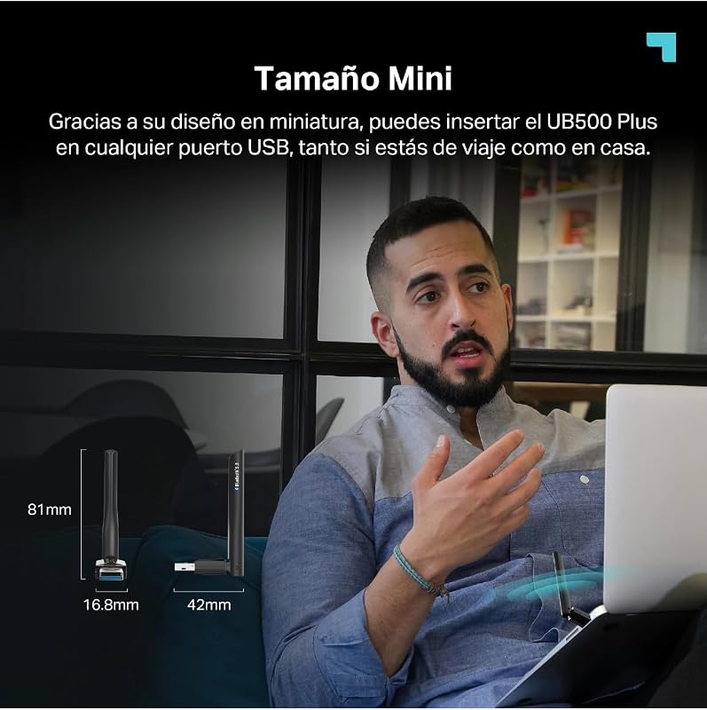 UB500 Plus - Adaptador WiFi USB, Bluetooth 5.3, con Antena, Nano