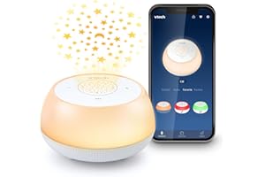 VTech BC8213 V-Hush Junior Sleep Training Soother with 40 Stories/Songs/Sounds & Record Your own Voice. Portable Bluetooth HD Speaker, 250+ Multi-Color Night Light, Ceiling Projector