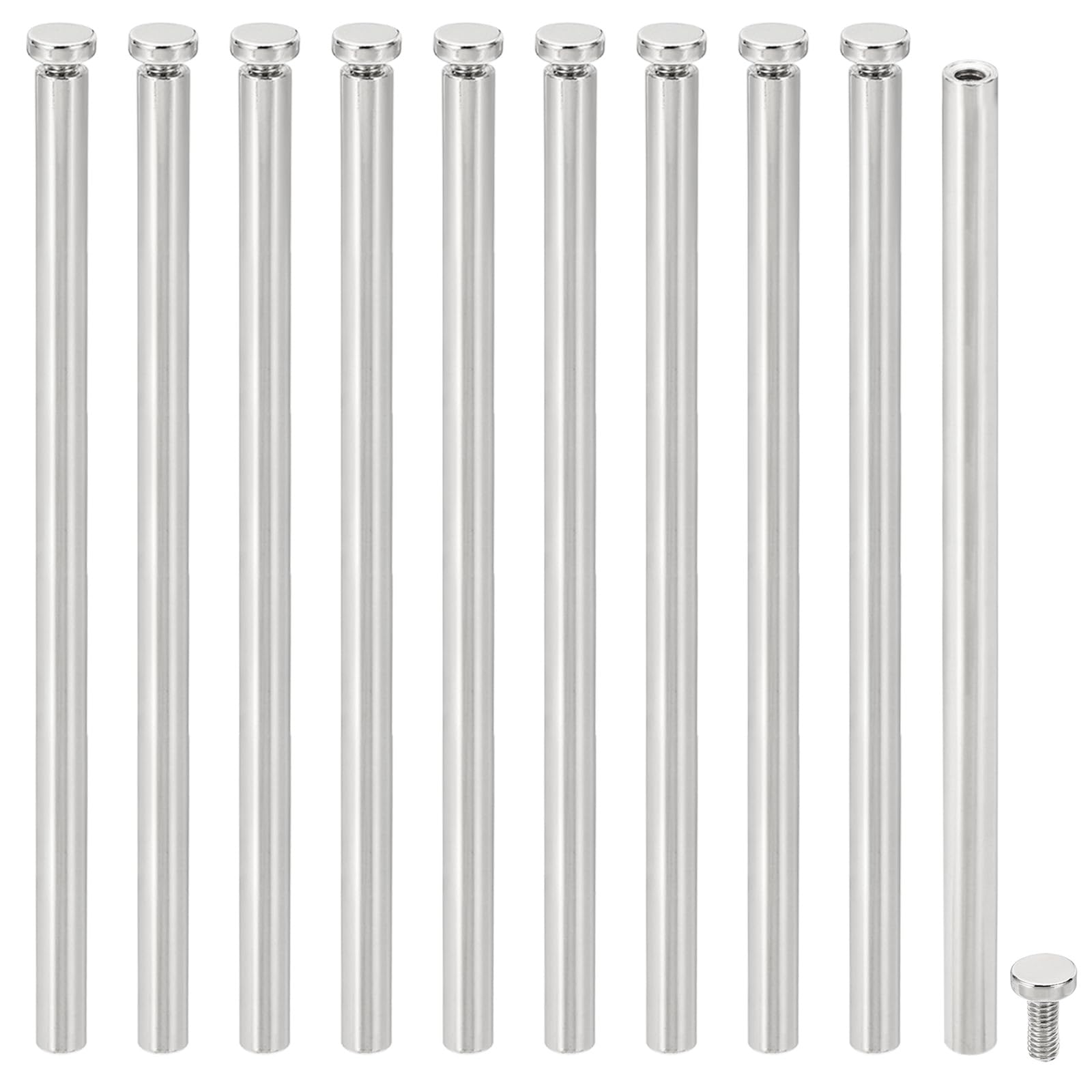 PATIKIL 1/4 x 4 inch Sign Standoff Screws, 20 Pcs Stainless Steel Wall Standoff Mounting Hardware Advertising Glass Nail for Hanging Acrylic Picture Frame Acrylic Panel, Silver