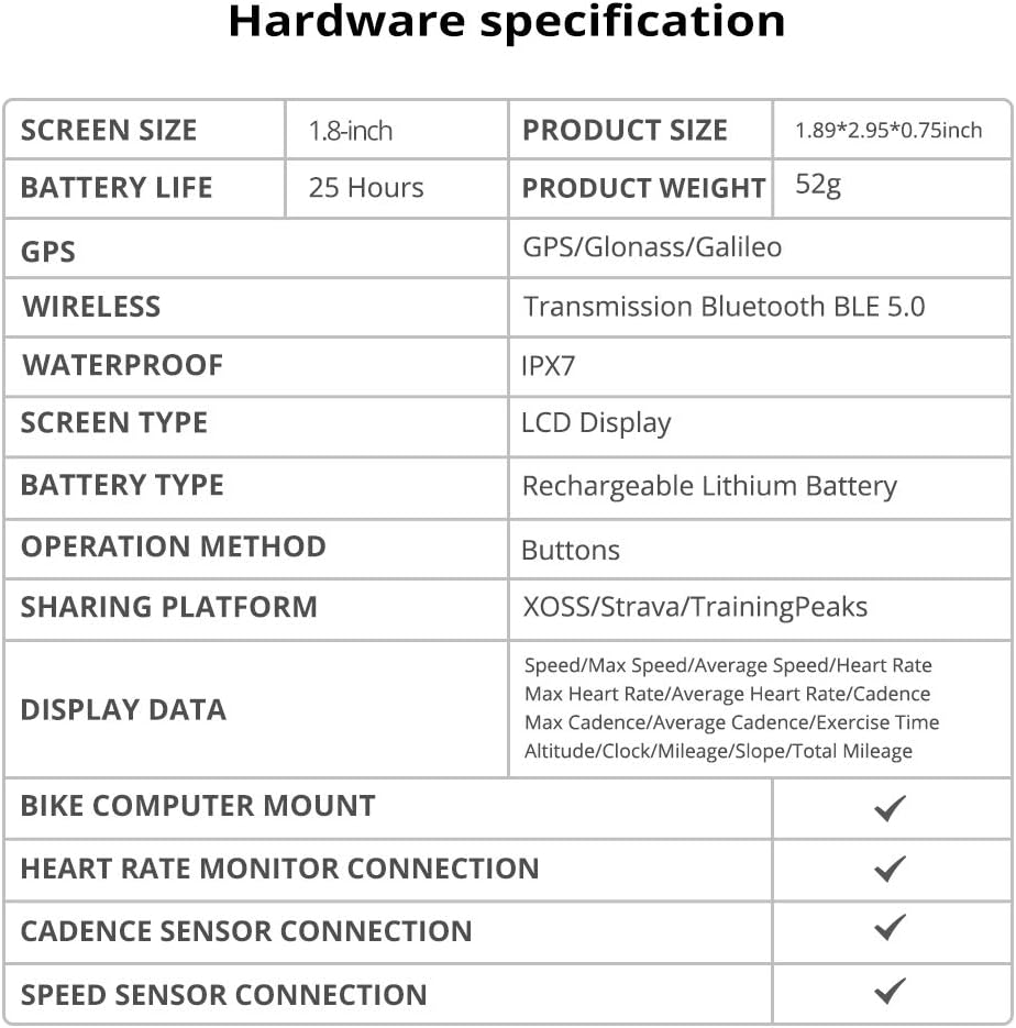 XOSS G+ GPS Bike Computer ANT+ with 2 Smart Cadence Sensor, Bluetooth Cycling Computer, Wireless Bicycle Speedometer Odometer, Waterproof MTB Tracker Fits All Bikes (Support Heart Rate Monitor) : Sports & Outdoors