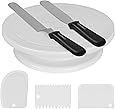 Kootek 11 Inch Rotating Cake Turntable with 2 Icing Spatula and 3 Icing Smoother, Revolving Cake Stand White Baking Cake Decorating Supplies