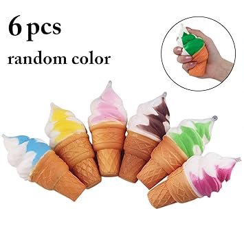 Coxeer 6PCS Squeeze Toy Creative Simulation Ice Cream Food Toy Bread Decompression Pendant