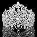 FUMUD Height 4.1'' Silver Luxurious Vintage Wedding Queen Princess Large Rhinestone Crowns And Tiaras Pageant Prom Bridal Crystal Hair Accessories (Silver)