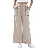 Athlisan Womens Baggy Wide Leg Sweatpants Casual Drawstring Elastic Waisted Palazzo Pants with Pockets