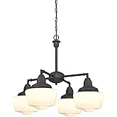 Westinghouse 6342000 Scholar Four-Light Indoor Convertible Chandelier/Semi-Flush Ceiling Fixture, Oil Rubbed Bronze Finish wi