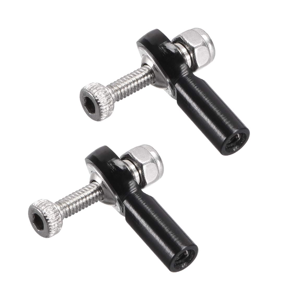 sourcing map 2 PCS M2/2mm 15mm Linkage Rod End Tie Rod End Ball Head Joint Adapter Black for RC Crawler Boat