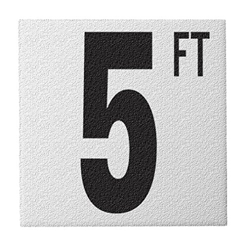 Ceramic Swimming Pool Deck Depth Marker "5 FT" Abrasive Non-Slip Finish, 5 inch Font