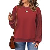 DOLNINE Plus-Size-Sweatshirts for Women Casual Crewneck Tops Cable Knit Sleeve Loose Fit Pullover Shirts XL-5XL