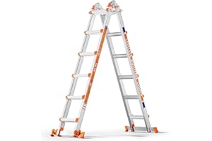 LEVELEVE Telescoping A Frame Ladder, 20FT Multi Position Ladder with Stabilizer Bar & Wheels,330 lbs Security Load for Stairs Home Indoor Outdoor Roof