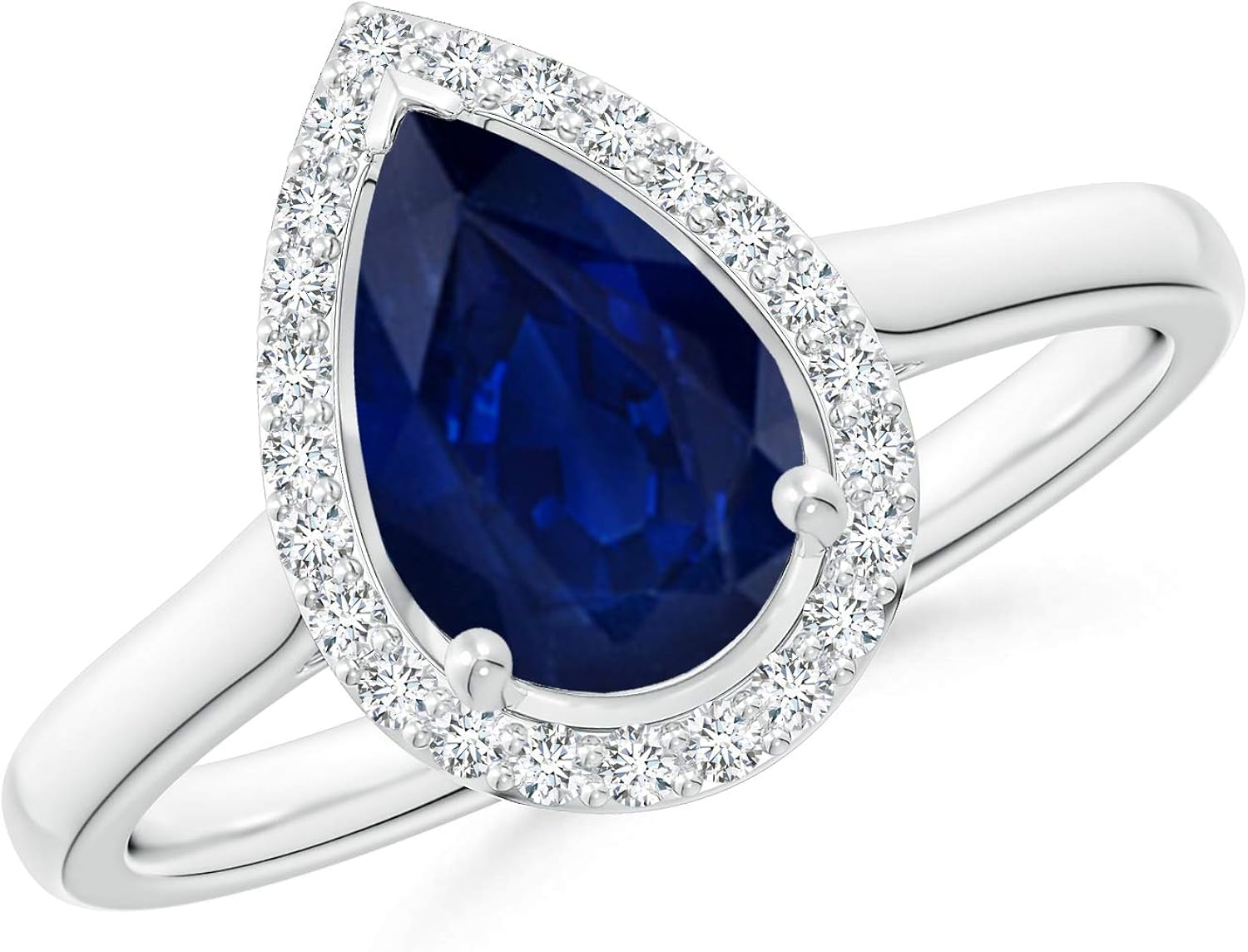 Amazon.com: Pear-Shaped Blue Sapphire Halo Ring (9x6mm Blue Sapphire