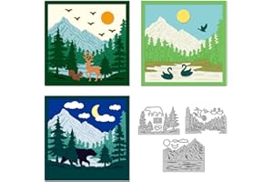 DELORIGIN 9 Styles Forest Animals Cutting Dies Card Making Son Moon Summer Die Cut Carbon Steel Die Cuts Stencils Scrapbooking Embossingb Template Dies for Holiday Craft Albums Gift Decor