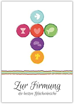 Frische Moderne Firmungs Karte Mit Kreuz Aus Symbolen Zur Firmung Die Besten Gluckwunsche Schone Premium Grusskarte Mit Umschlag Fur Beste Freunde Und Lieblingsmenschen Amazon De Burobedarf Schreibwaren