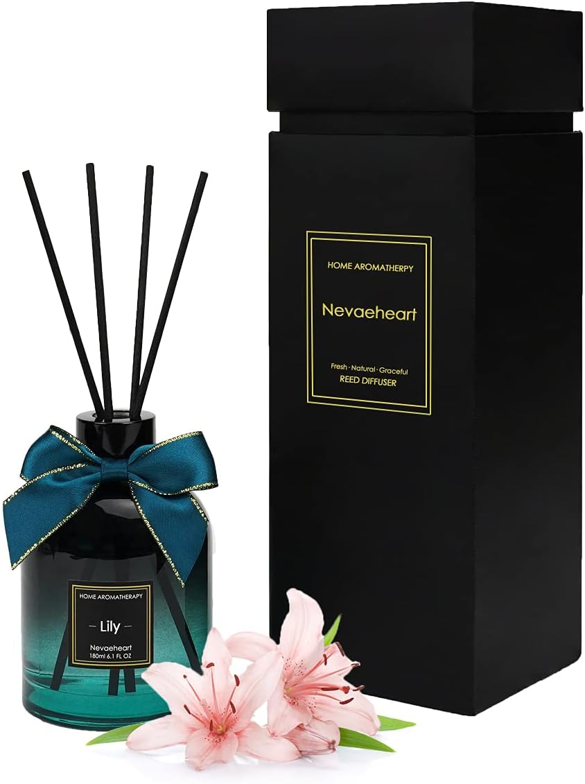 NEVAEHEART Reed Diffuser, Lily Scented Reed Diffuser Set, Home Fragrance Scent Diffuser, Oil Diffuser Sticks, 6.1 oz (180ml)