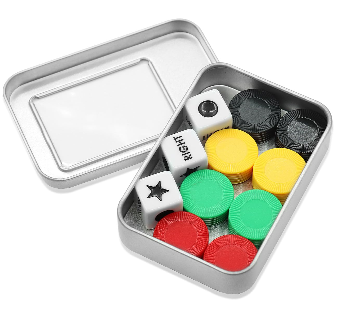 YTOOK Left Right Center Dice Game Set, LRC Dice Game Set, Dice for Left Right Center Game Board Games Accessories Including 3 Dices 40 Colorful Chips