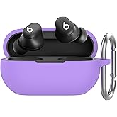 AhaStyle Silicone Case for Beats Solo Buds (2024) [Added Metal Carabiner] Shockproof Full Protective Skin Case Cover Compatible with Beats Solo Buds 2024 Wireless Earbuds (Lavender)