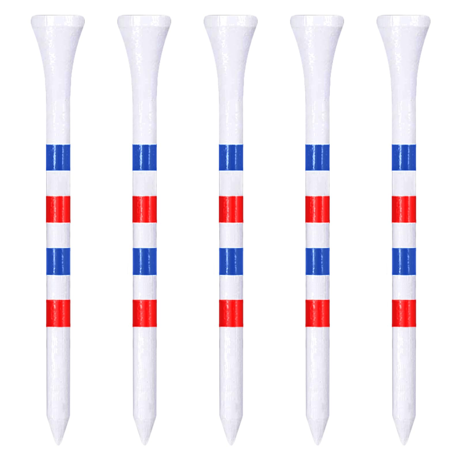 Zivisk Bamboo Golf Tees 83mm 100 Count, 3-1/4 inch Long Wooden Golf Tees - White & Red & Blue