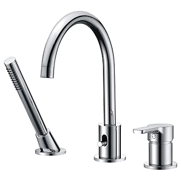 Crea Bathtub Faucet With Pull Out Sprayer 3 Hole Widespread Brass