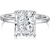 Jeulia 4 ct Radiant Cut Engagement Ring for Women,Sterling Silver Diamond Promise Ring Halo Solitaire White Wedding Band Anniversary Bridal Set with Jewelry Gift Box