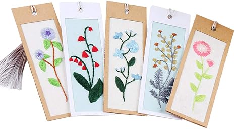 Amazon Diy しおり クロスステッチ 針仕事 刺繍 タッセル ブックマーク キット 花柄 全2種 花柄1 刺しゅうキット 通販