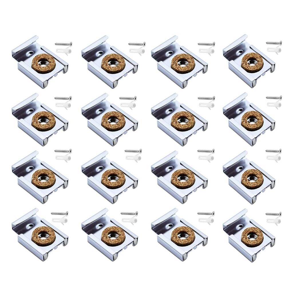 Generies 16Pcs Mirror Hanger Kit with Spring-Loaded Mounting Brackets, Plugs, Screws & Tools for Unframed Bathroom Mirror Glass Wall Hanging