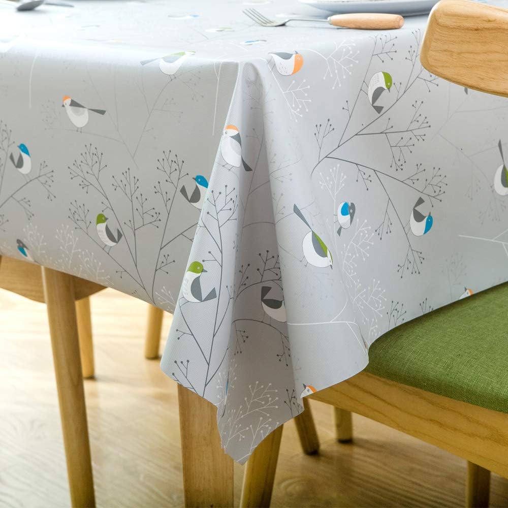 Plenmor Wipe Clean Tablecloth Wipeable PVC Plastic Waterproof Rectangular Table Cover Protector for Kitchen Picnic Outdoor Indoor Easter Birds 137x185 cm - Image 5