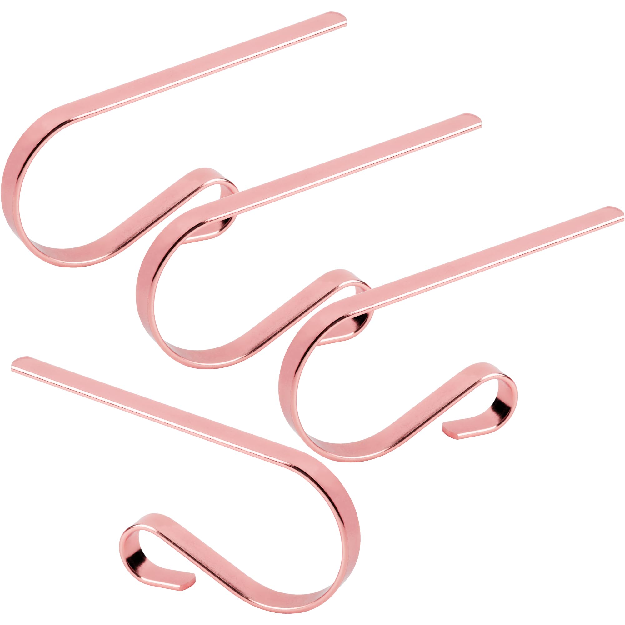 KEYIDO Christmas Stocking Holders Hangers Christmas Stocking Hooks for Fireplace Mantle Metal Xmas Stockings & Holders for Hanging Rose Gold Pack of 4