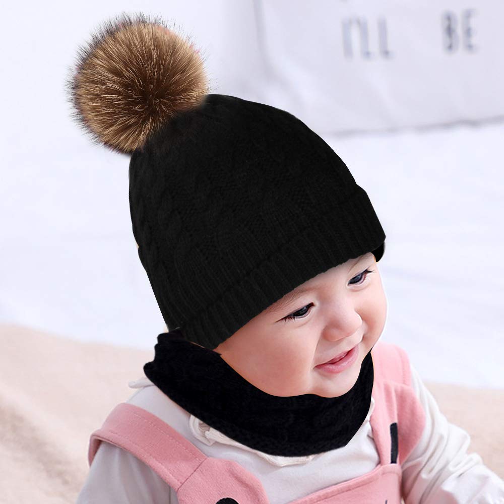 Hicdaw 6PCS Toddler Winter Hats Baby Mittens Gloves Neck Warmer Baby Winter Hat Kids Winter Hat Gloves Scarf Set for Boy Girl