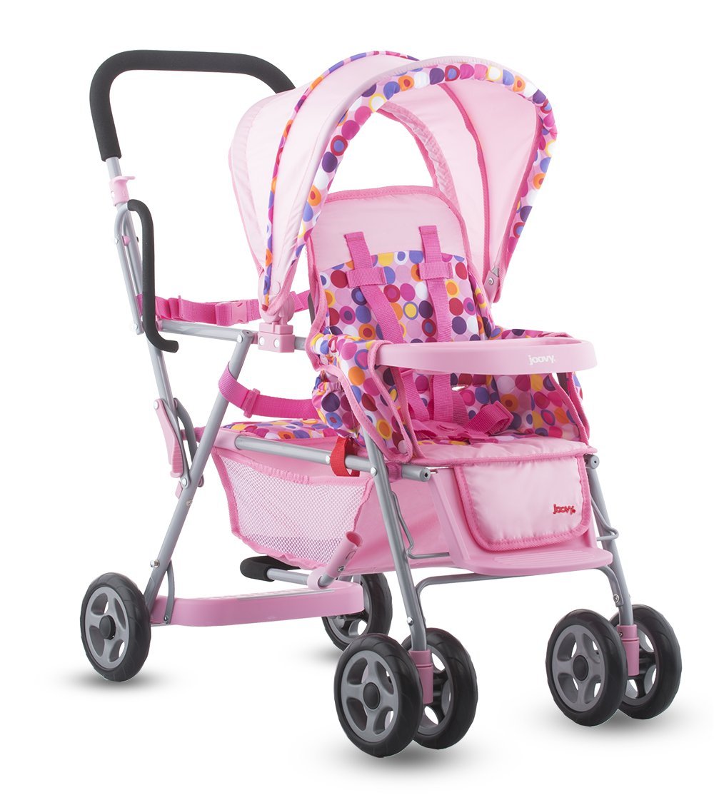 Joovy Toy Doll Caboose Tandem Stroller Pink Dot 877408000426 eBay