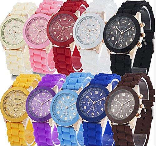 Mixeshop 10-pack Unisex Tally Style Silicone Watch