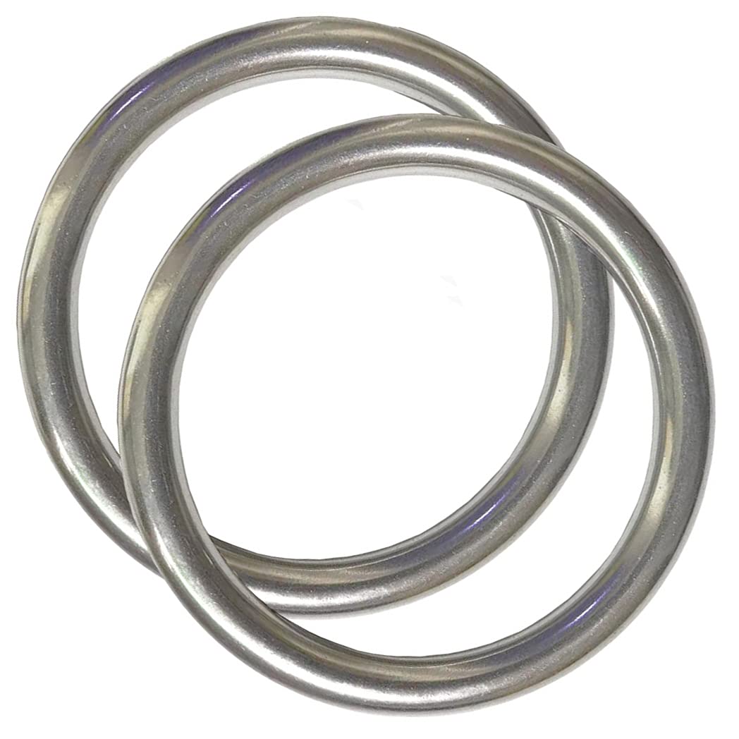 AIVOOF 4" Metal O-Ring, 2 Pack 304 Seamless Welding Stainless Steel Rings Heavy Duty Smooth Solid Multi-Purpose Big Ring for for Crafts, 10mm x 80mm