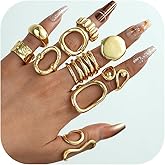 HUASAI Chunky Gold Rings for Women Silver Thumb Ring Stackable Adjustable Dainty Knuckle Ring Set Trendy Jewelry Gifts