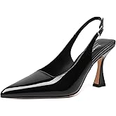 Susanny Slingback Kitten Heels Elegant Dressy Pumps for Women Closed Pointy Toe Sexy Chunky High Heels Wedding Bride Prom Party Dress Shoes