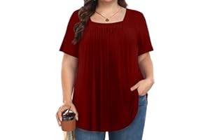MUSE SHOW Womens Plus Size Tops Tunic Summer Short Sleeve Loose Shirts Clothes 1x-5x
