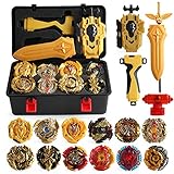 MANZY 12 pcs Bayblades Burst Evolution Metal Fusion with 2 Launchers Gyro Battling Game Starter Pack Set 12 Spinning Top + 2 Launcher